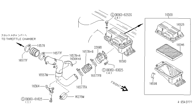 1992 Infiniti M30 Hose Assembly-Air Duct Diagram for 16578-F6601