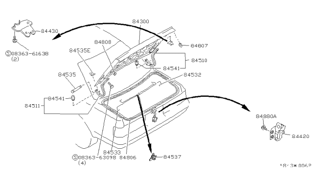 1991 Infiniti M30 Rubber-Bumper Diagram for 84840-R3003