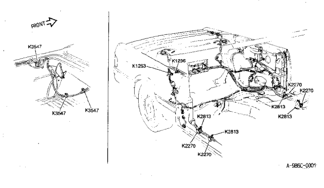 1990 Infiniti M30 Tie-Mounting Base Diagram for K2270-9X001