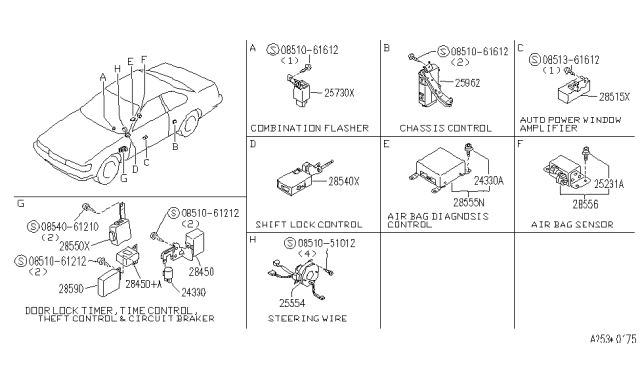 1990 Infiniti M30 Sensor-Air Bag Diagram for B8556-F6622