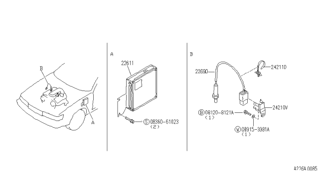 1991 Infiniti M30 Engine Control Module Diagram for 23710-F6675