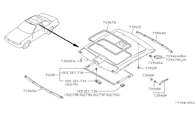 1991 Infiniti M30 Clip Diagram for 73998-F6211