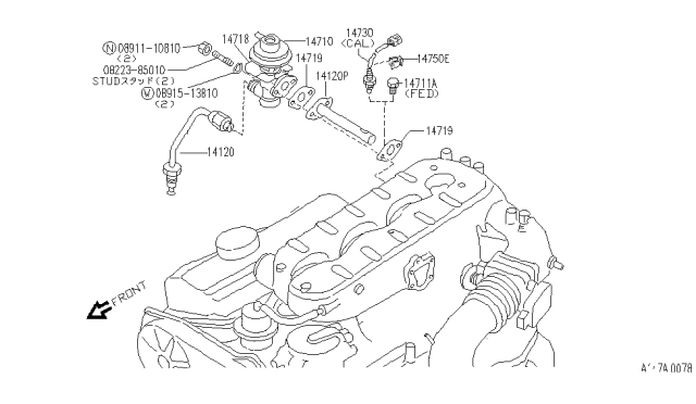 1991 Infiniti M30 EGR Parts Diagram