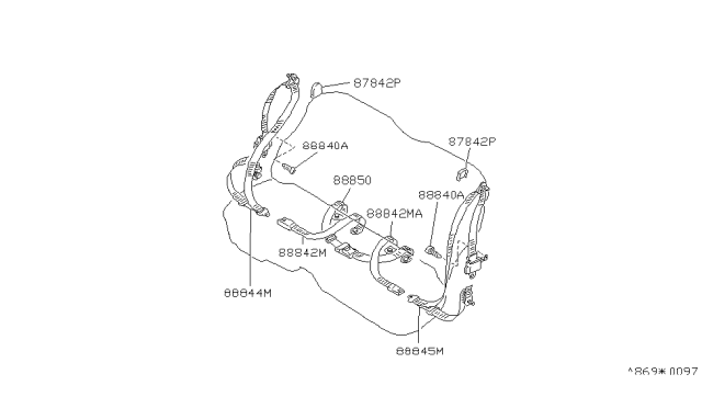 1990 Infiniti M30 Belt Set-Rear Seat,Center Diagram for 88850-F6601