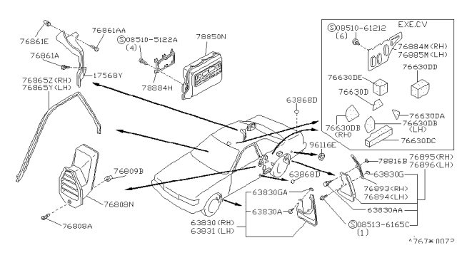 1990 Infiniti M30 MUDGUARD Set-Rear,RH Diagram for 78810-F6625