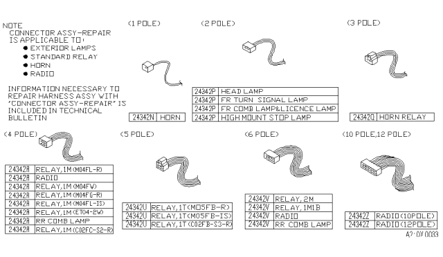 1991 Infiniti M30 Connector Assembly Harness Repair Diagram for B4341-0PFBO
