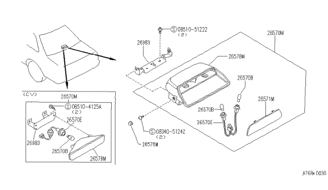 1990 Infiniti M30 Lamp Assembly-Stop Diagram for 26590-F6610