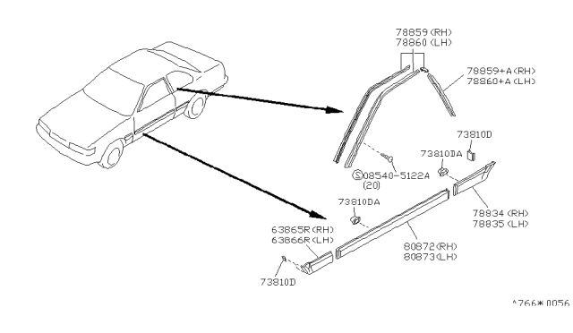 1991 Infiniti M30 Moulding-Front Door,LH Diagram for 80871-F6610