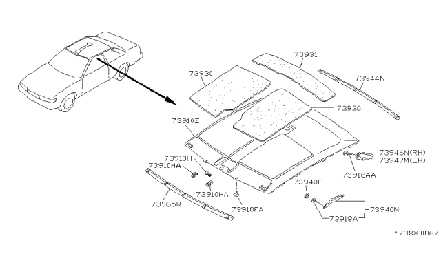 1992 Infiniti M30 Assist Strap-Front Diagram for 73940-F6604