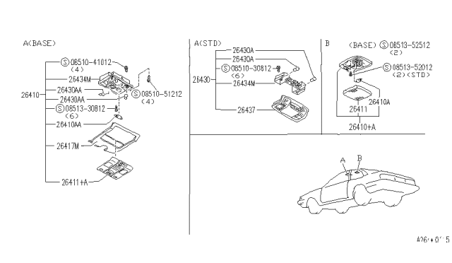 1990 Infiniti M30 Rim-Map Lamp Diagram for 26412-F6602