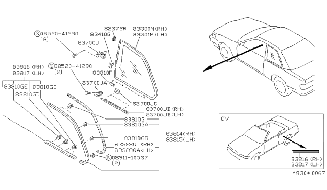 1991 Infiniti M30 Side Window Diagram