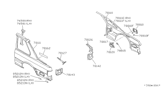 1990 Infiniti M30 Corner-Rear Fender,LH Diagram for 78135-F6100