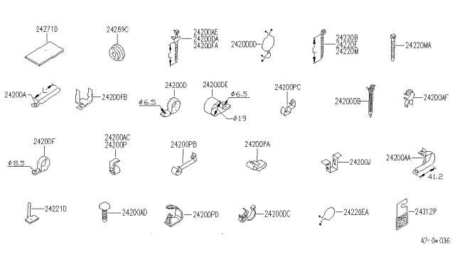 1991 Infiniti M30 Clip-Wiring Harness,C Diagram for 24210-53A10