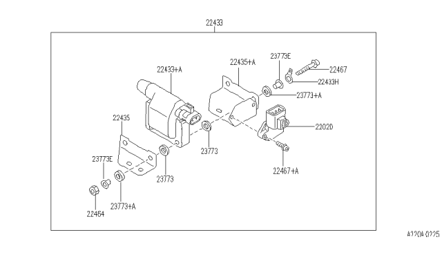 1992 Infiniti M30 Terminal Ignition Coil Diagram for 22471-56E11