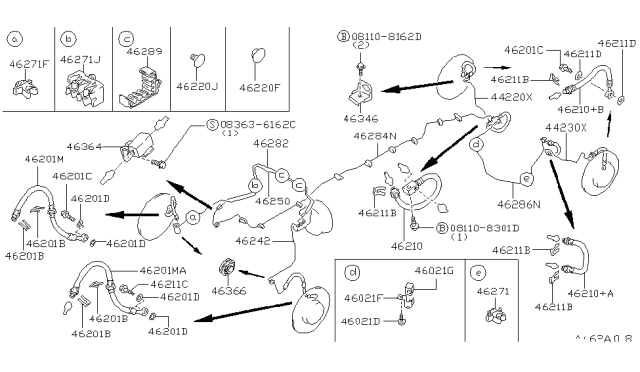 1991 Infiniti M30 Clip-Tube,Brake Diagram for 46271-41L05