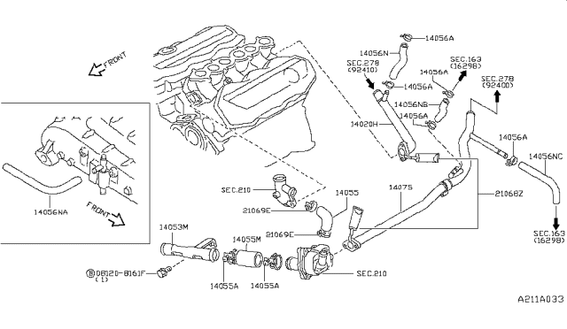 1991 Infiniti M30 Hose-Water Diagram for 14056-V5017