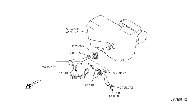 1991 Infiniti M30 Hose-Front Heater,1 Diagram for 92400-43L00