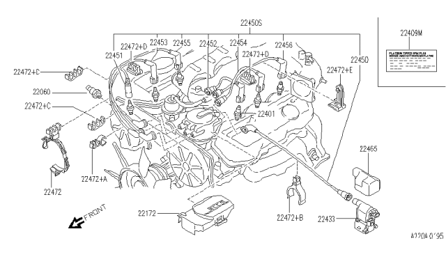 1991 Infiniti M30 Spark Plug Diagram for 22401-27N15