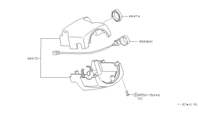 1992 Infiniti M30 Cover Set-Steering Column Diagram for 48470-F6622