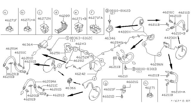 1991 Infiniti M30 Tube Assy-Brake,Front LH Diagram for 46242-F6601