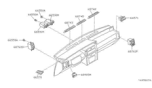 1992 Infiniti M30 Grille-Front Defroster,RH Diagram for 68742-F6602