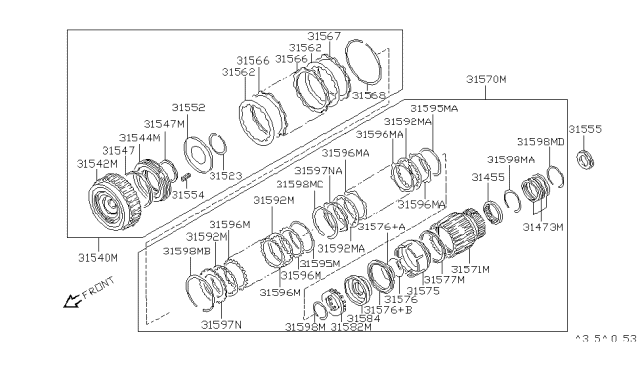 1992 Infiniti M30 Piston-High Clutch Diagram for 31544-21X05