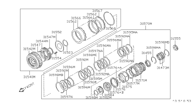 1992 Infiniti M30 Clutch & Band Servo Diagram 2