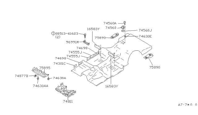 1990 Infiniti M30 Cover-Front,Under Diagram for 75890-F6600