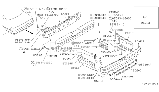 1990 Infiniti M30 Screw Machine Diagram for 08363-6122H