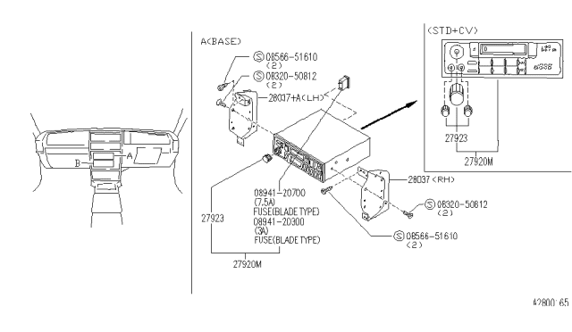 1991 Infiniti M30 Knob Set Diagram for B8127-86G00