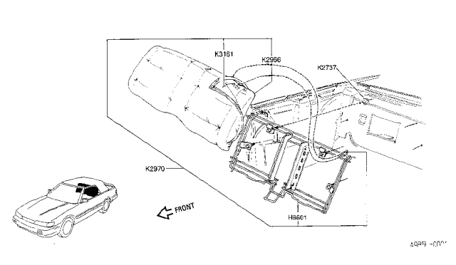 1992 Infiniti M30 Trim Assembly-Back Rear Seat Diagram for K3161-9X103