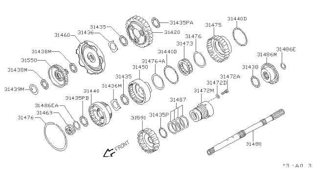 1991 Infiniti M30 Bearing-Needle Thrust Diagram for 31407-41X04