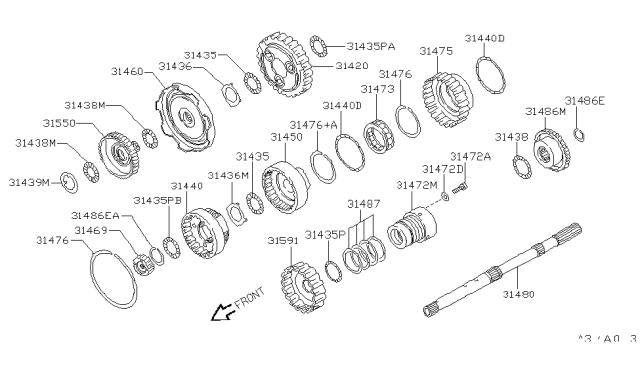 1990 Infiniti M30 Governor,Power Train & Planetary Gear Diagram