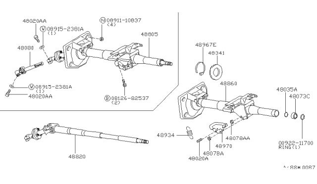 1992 Infiniti M30 Shaft Assy-Steering Column,Lower Diagram for 48820-F6620