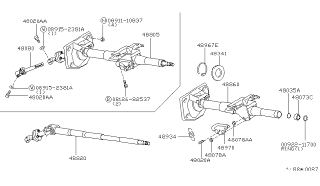 1992 Infiniti M30 Grommet-Jacket Tube Diagram for 48955-56L00