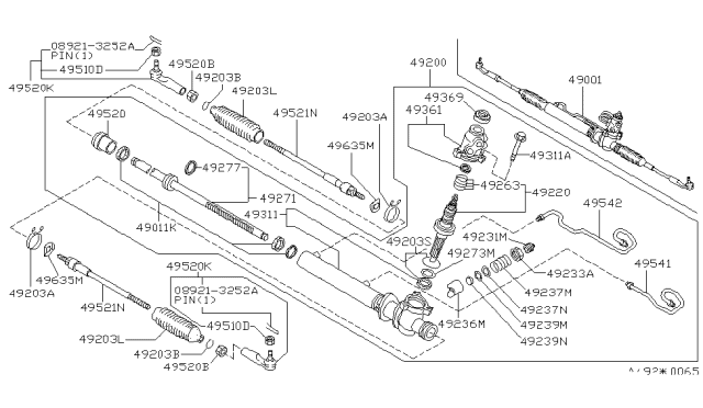 1992 Infiniti M30 Seal Kit-Rack,Power Steering Gear Diagram for 49297-10V27