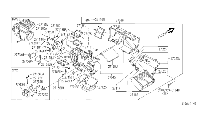 1990 Infiniti M30 Duct Assembly-Vent Diagram for 27135-51L00