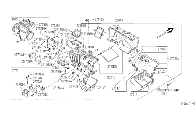 1990 Infiniti M30 Lever Diagram for 27161-13E00