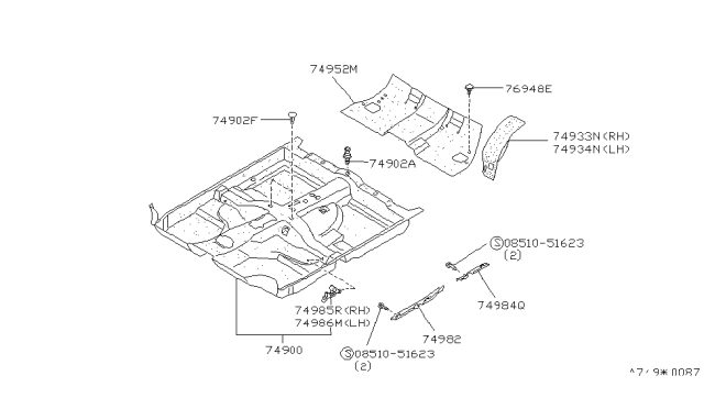 1991 Infiniti M30 Carpet-Floor,Front Diagram for 74902-F6601