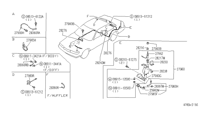 1990 Infiniti M30 Bracket Diagram for 28238-89902