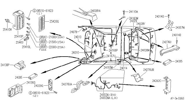 1990 Infiniti M30 Harness Assembly-Body Diagram for 24014-F6615