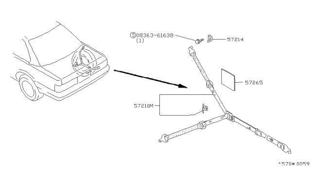 1992 Infiniti M30 Bracket-Hanger,Spare Tire Diagram for 57244-01L00