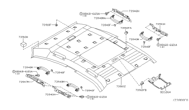 2002 Infiniti Q45 Roof Trimming Diagram 3