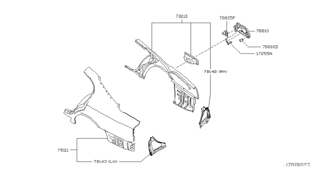 2003 Infiniti Q45 Rear Fender & Fitting Diagram