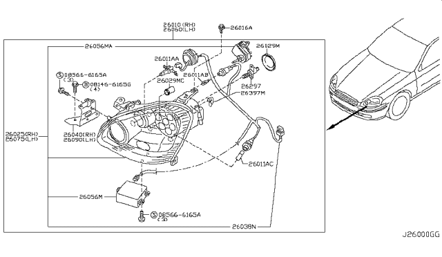 2006 Infiniti Q45 Headlamp Diagram 3