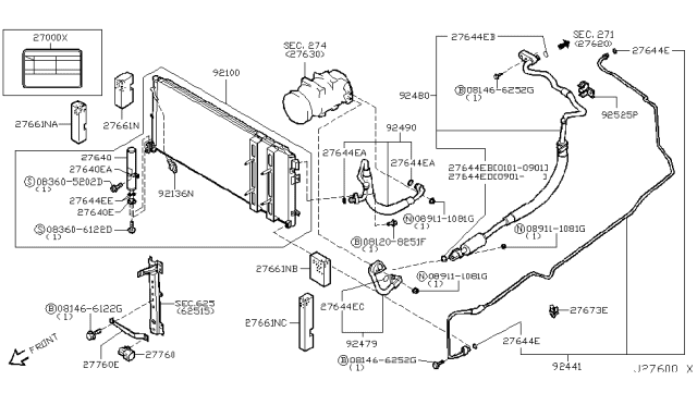 2002 Infiniti Q45 Condenser,Liquid Tank & Piping Diagram 2