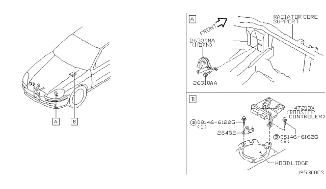 2003 Infiniti Q45 Horn Assembly-ANTITHEFT Diagram for 25605-AR010