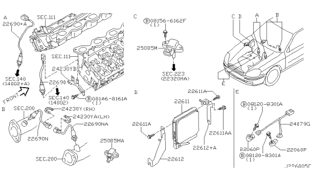 2002 Infiniti Q45 Engine Control Module Diagram for 23710-CR900