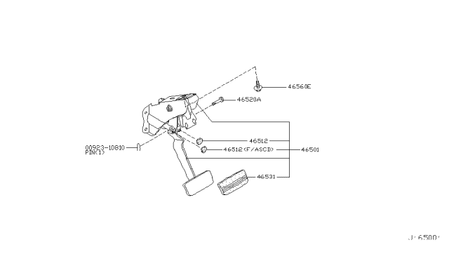 2004 Infiniti Q45 Brake & Clutch Pedal Diagram