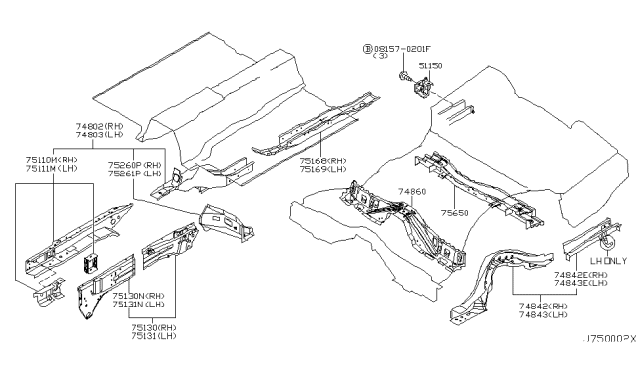 2003 Infiniti Q45 Member & Fitting Diagram